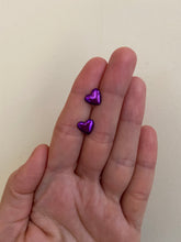 Load image into Gallery viewer, Purple “Sticker” Heart Stud Earrings