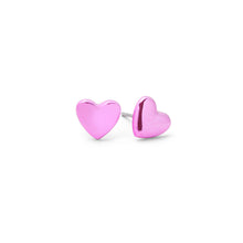 Load image into Gallery viewer, Pink “Sticker” Heart Stud Earrings