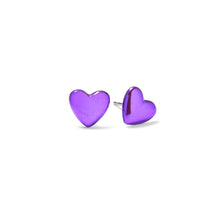 Load image into Gallery viewer, Purple “Sticker” Heart Stud Earrings