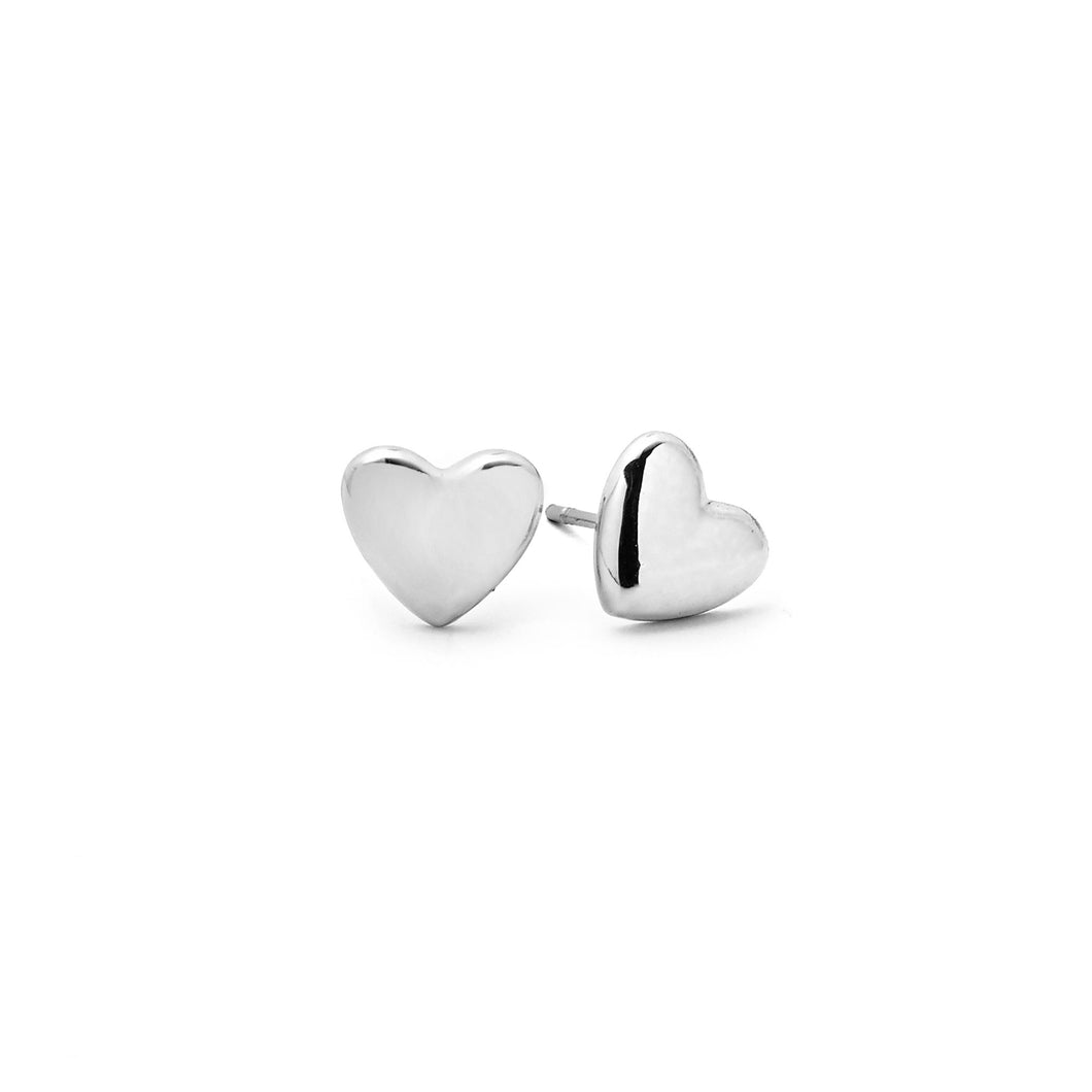 Silver “Sticker” Heart Stud Earrings