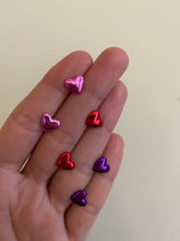 Load image into Gallery viewer, Purple “Sticker” Heart Stud Earrings
