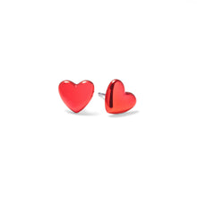 Load image into Gallery viewer, Red “Sticker” Heart Stud Earrings
